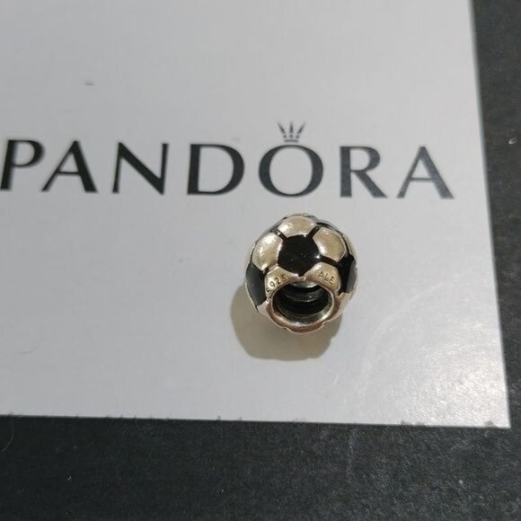 Pandora Retired Sterling Silver Soccer Ball Sports Charm Bead - 790406 - Picture 2 of 2